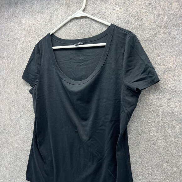 Lafayette 148 New York Shirt Womens XL Black Scoop Neck Stretch Tee Top - Picture 7 of 9